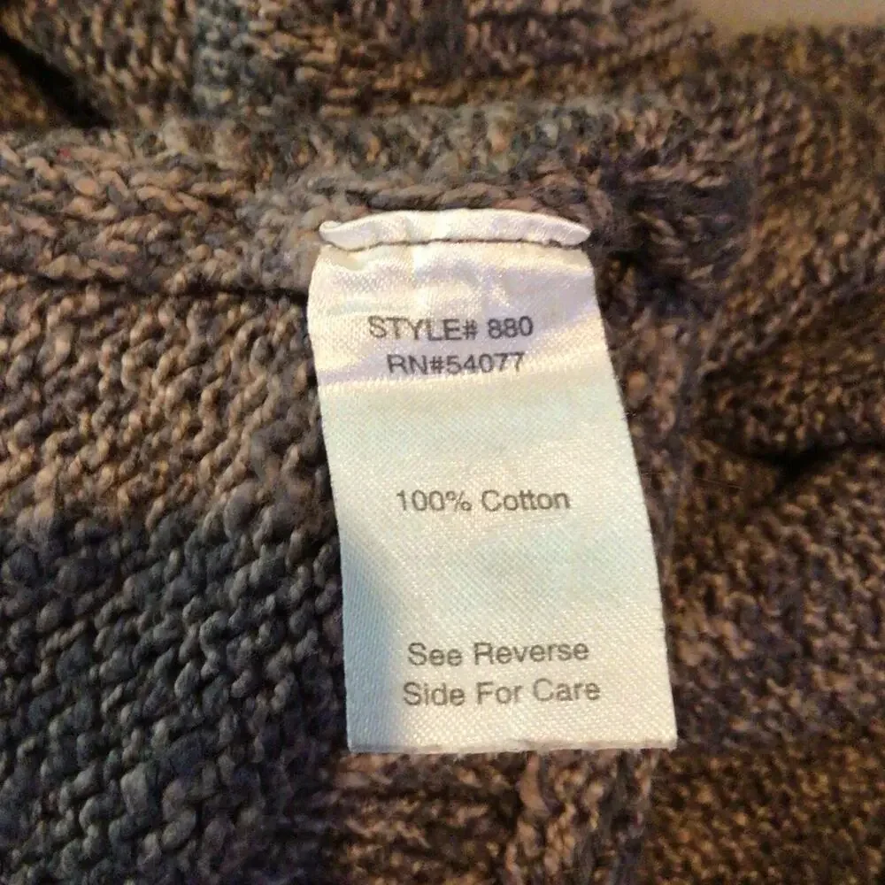 CAbi Brown/Gray Marled Open Front Long Cardigan Cotton Style 880 Size L - Picture 8 of 9